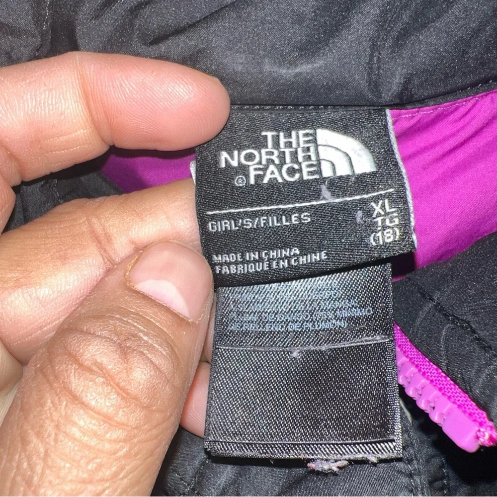 The North Face Primaloft Stow Puffer Jacket Girl  XL TG Full Zip Black & Purpple - Picture 7 of 11